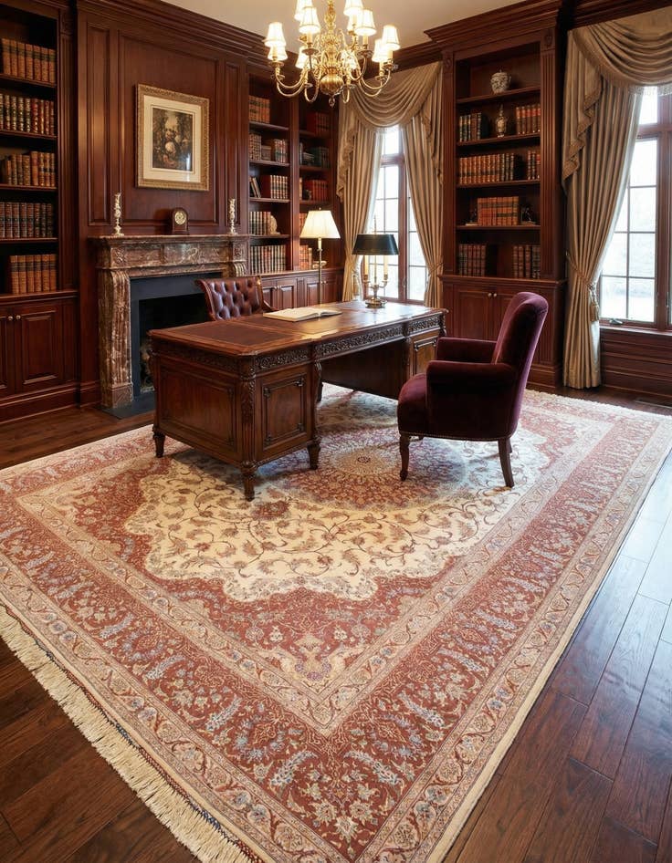 Detail image of 8' 3 x 11' 6 Ghom Silk Rug