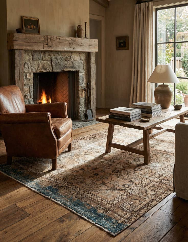 Detail image of 4' 3 x 7'  Hand Knotted Ultra Vintage Persian Wool Rug