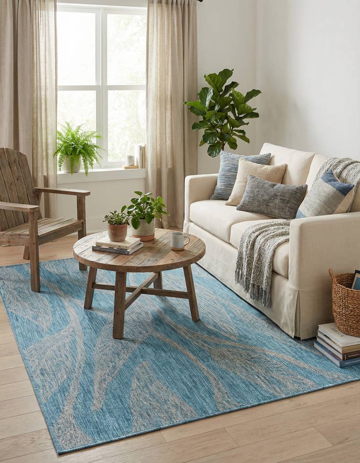 Detail image of 4' x 6' Easy-Clean Botanical Indoor / Outdoor Rug