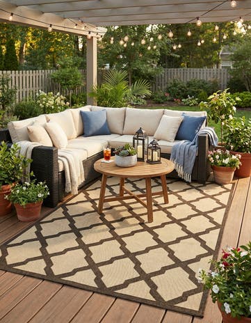 5' x 7' 6 Easy-Clean Lattice Indoor / Outdoor Rug