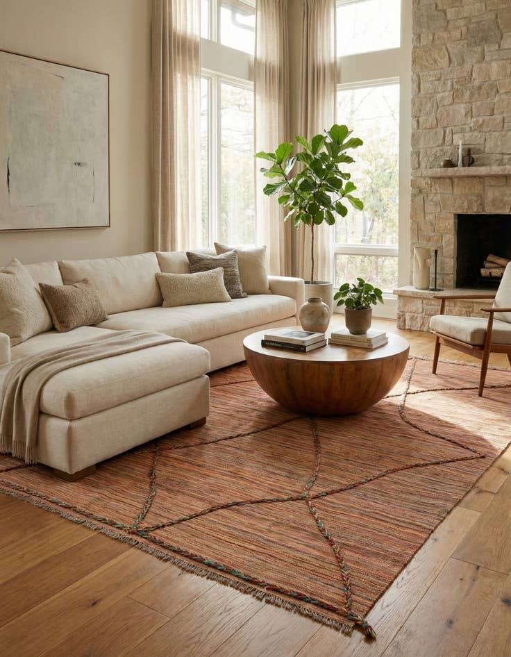 Detail image of 5' 10 x 8' 5 Hand Woven Kilim Modern Wool Rug
