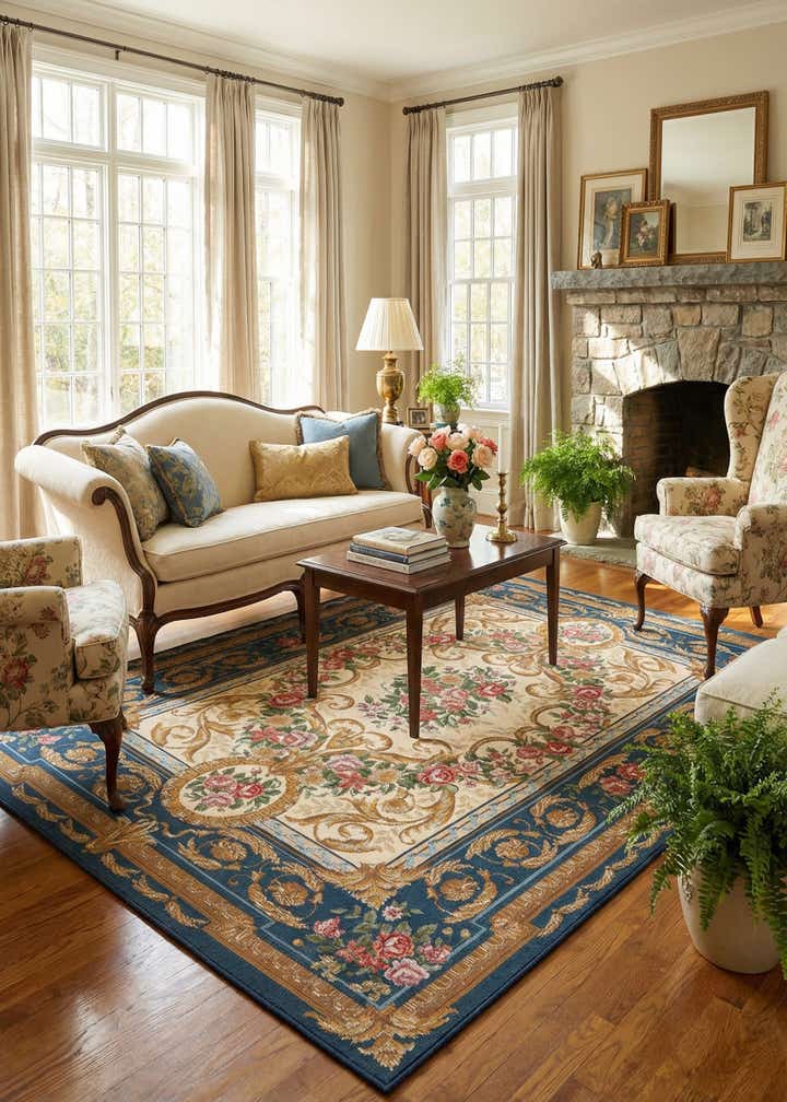 5' x 7' Easy-Clean Traditional Indoor / Outdoor Rug