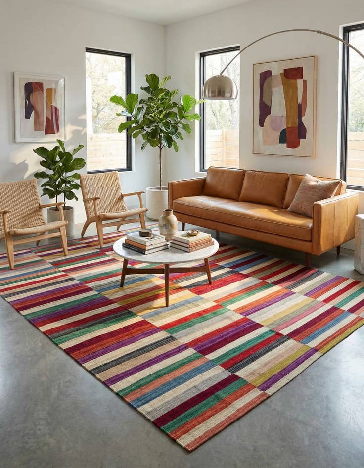 Detail image of 7' x 9' 6  Hand Woven Kilim Modern Wool Rug