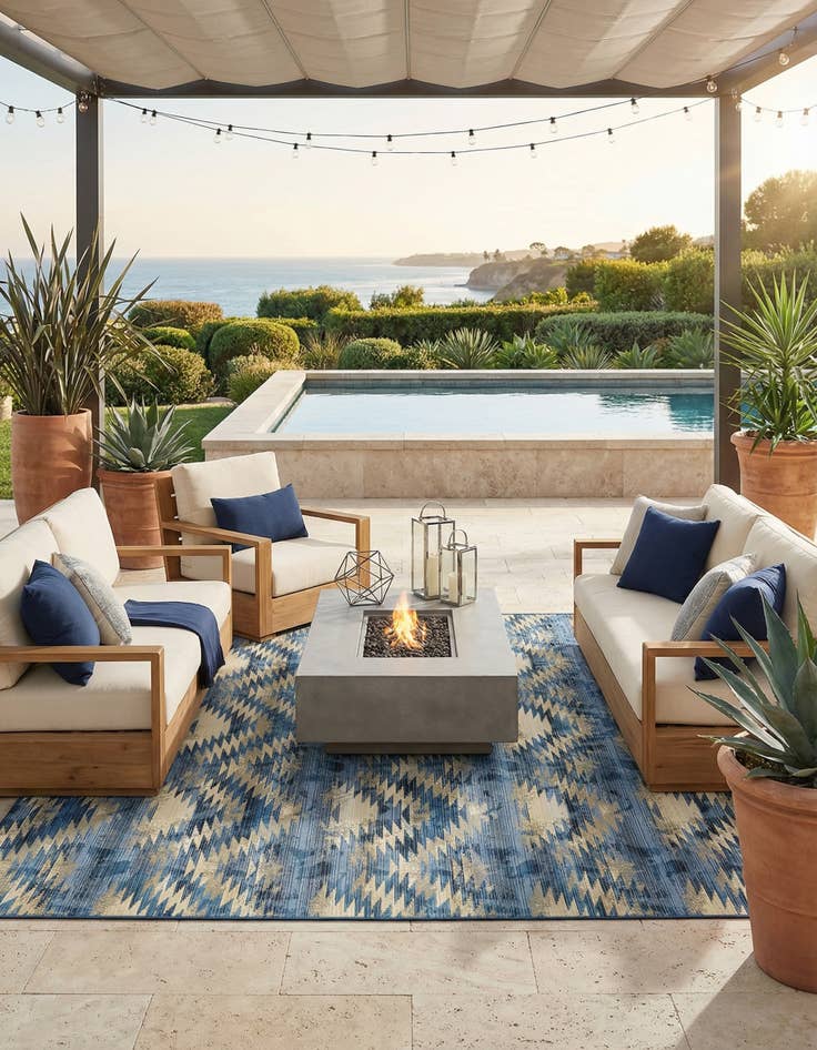 Detail image of 10' x 12' 2  Washable Modern Indoor / Outdoor Rug