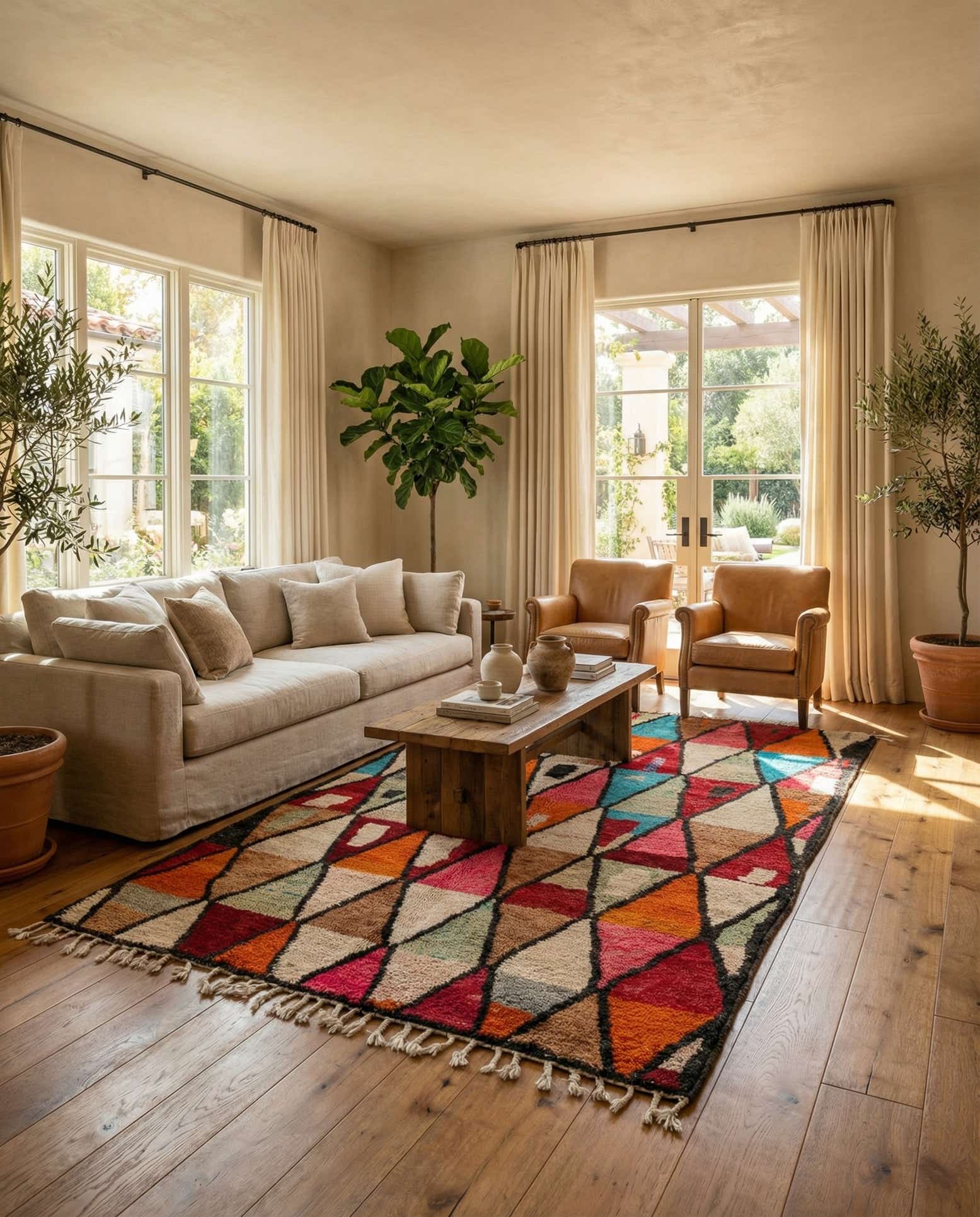 6' 9 x 9' 5 Hand Knotted Moroccan Wool Rug