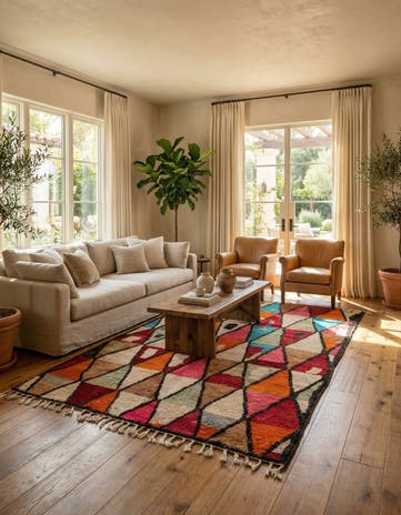 6' 9 x 9' 5 Hand Knotted Moroccan Wool Rug
