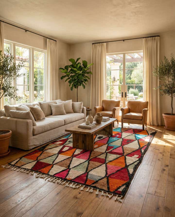 6' 9 x 9' 5 Hand Knotted Moroccan Wool Rug