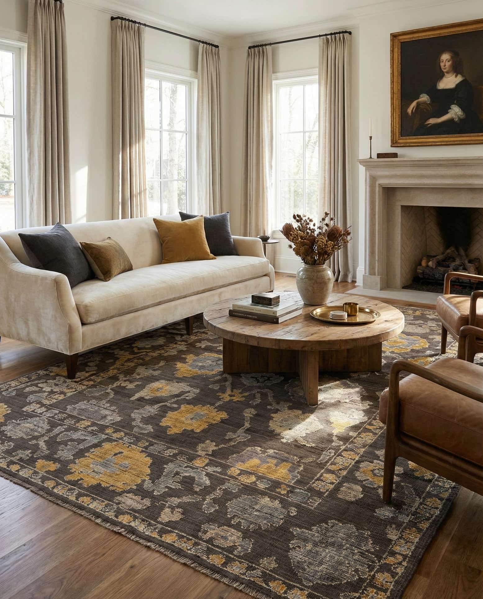 9' x 12' 3 Hand Knotted Oushak Wool Rug