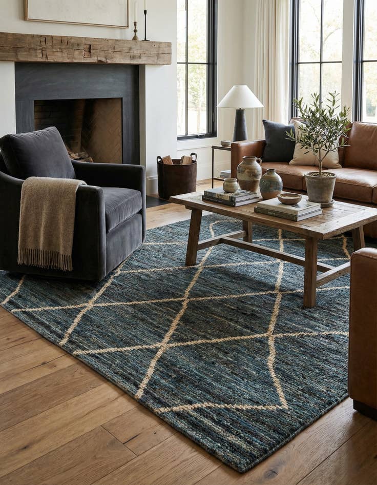 Detail image of 4' 10 x 5' 11  Hand Knotted Moroccan Wool Rug