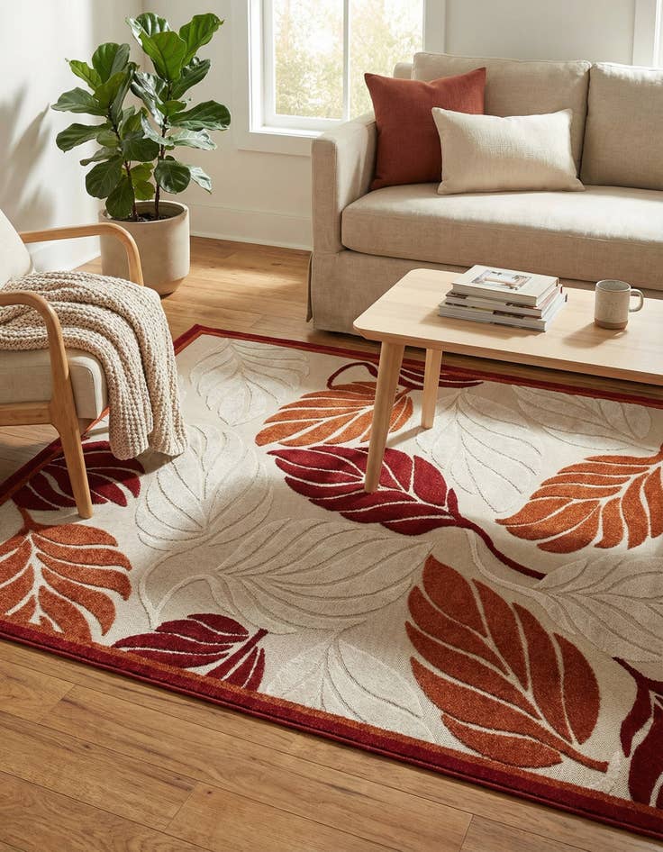 Detail image of 6' x 9'  Washable Botanical Indoor / Outdoor Rug