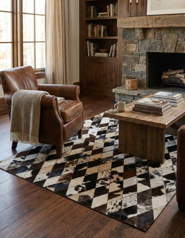 Detail image of 4' x 5' 10 Cowhide Stocks Rug