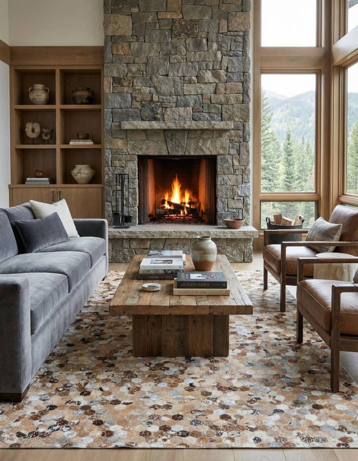 Detail image of 5' 4 x 7' 8 Cowhide Stocks Rug