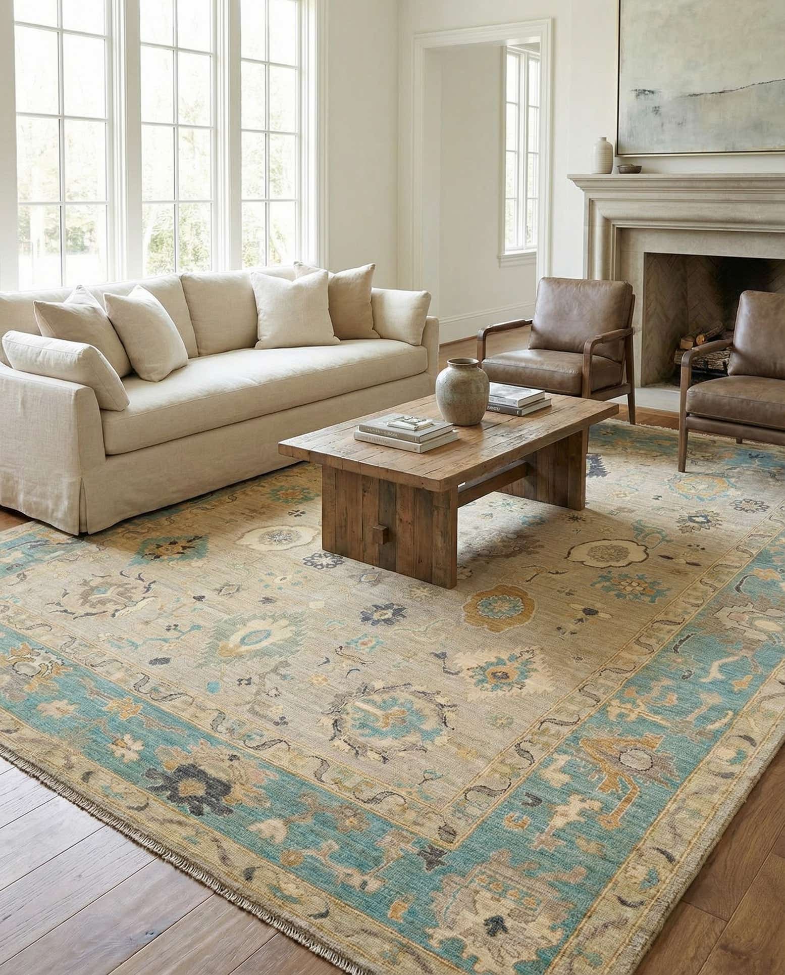 9' 1 x 11' 11 Hand Knotted Oushak Rug