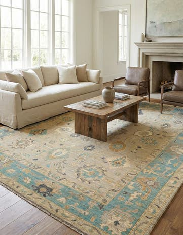 9' 1 x 11' 11 Hand Knotted Oushak Rug