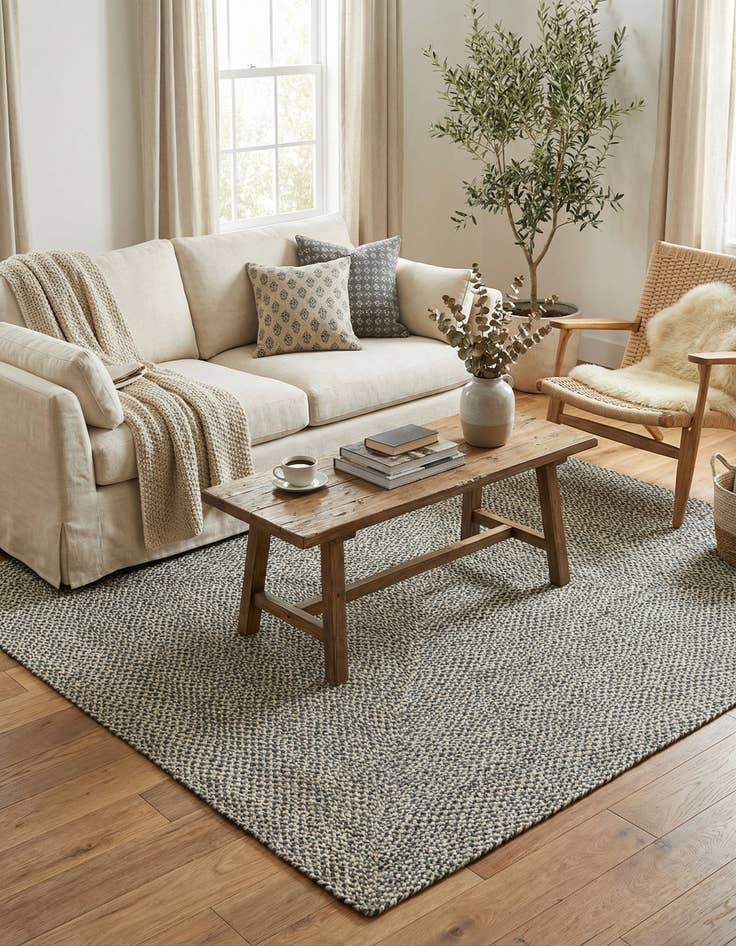 Detail image of  7' 10 x 7' 10  Hand Tweed Braided Jute Square Rug