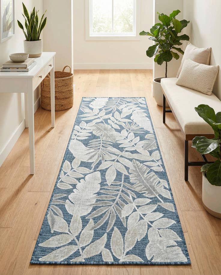 Detail image of 2' 2 x 6' Easy-Clean Botanical Indoor / Outdoor Runner Rug