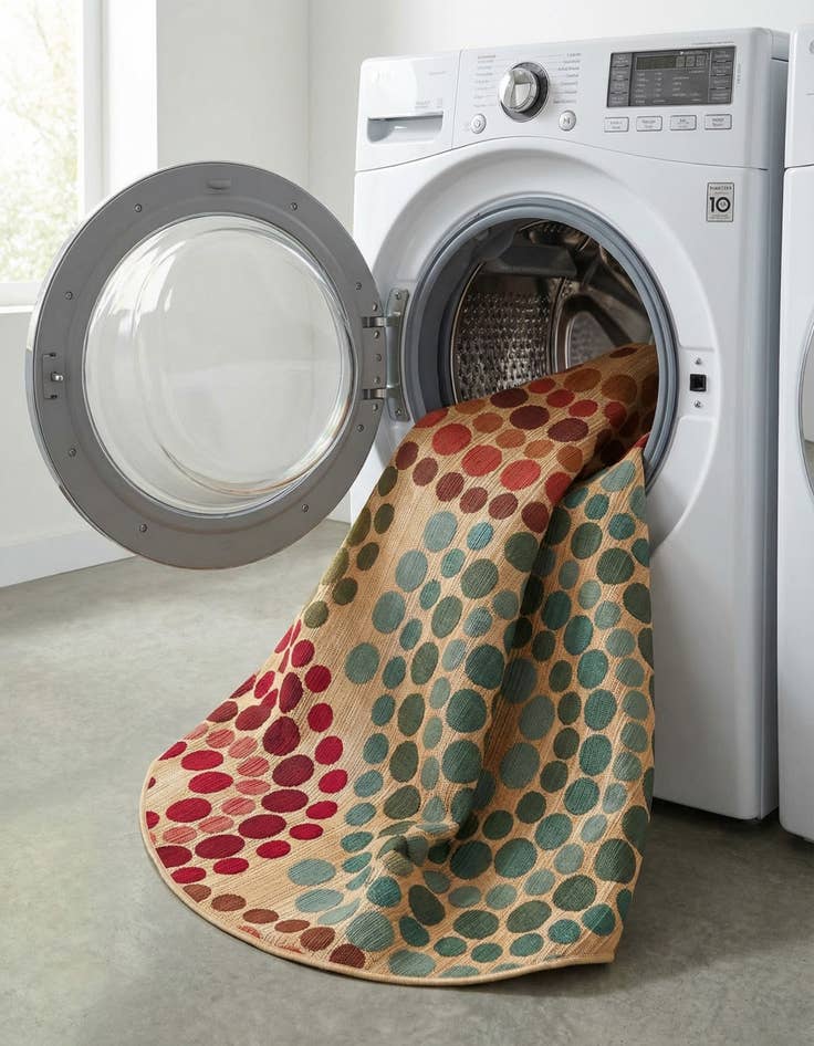 Detail image of 6' x 6'  Washable Modern Indoor / Outdoor Round Rug