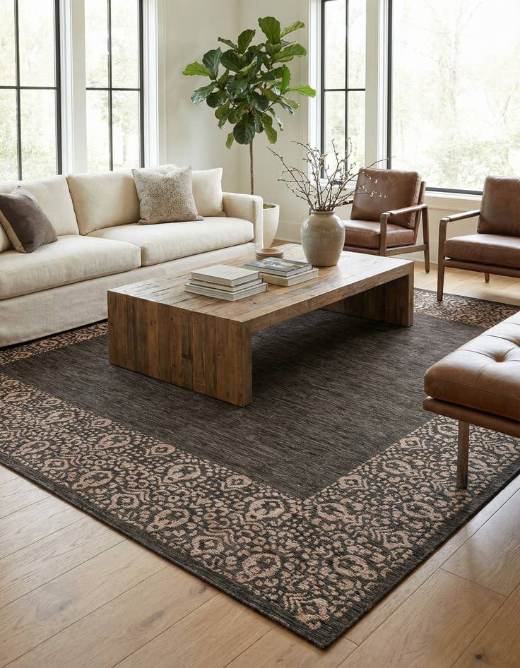 Detail image of 10' 8 x 10' 8  Washable Border Indoor / Outdoor Square Rug