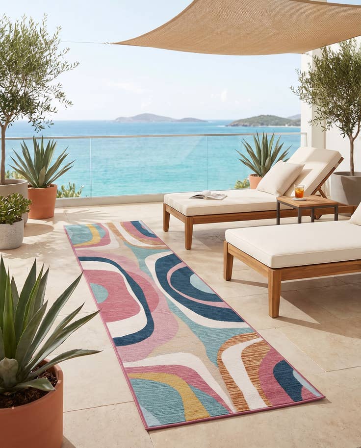 Detail image of 2' 7 x 10' Easy-Clean Modern Indoor / Outdoor Runner Rug