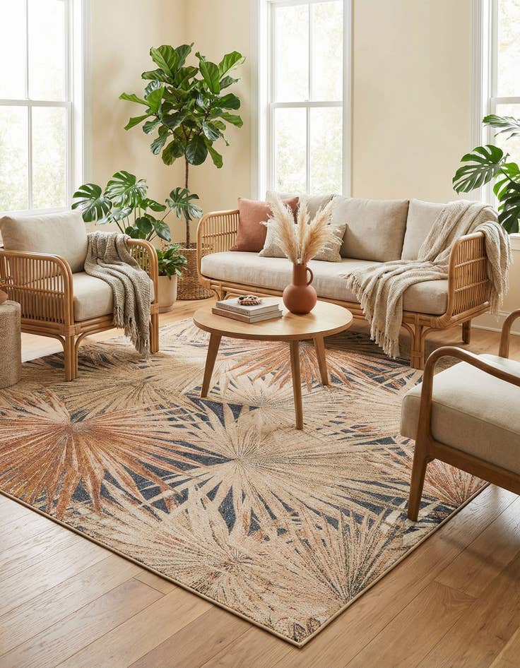 Detail image of 7' 10 x 10'  Washable Botanical Indoor / Outdoor Rug