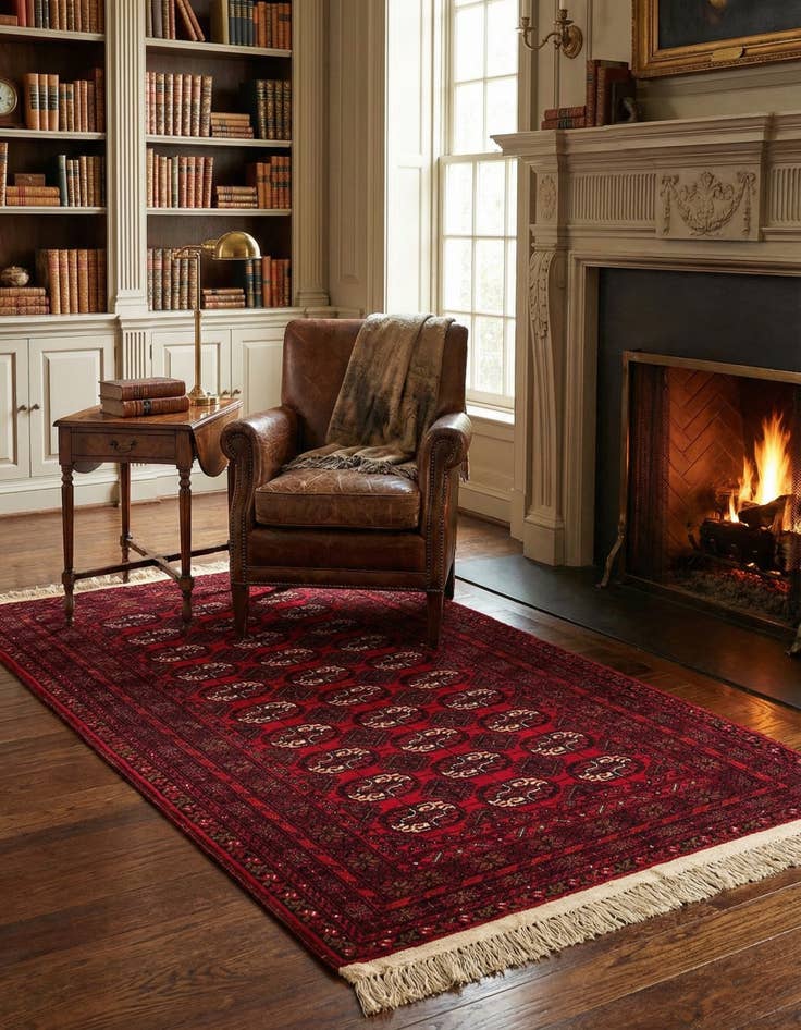 Detail image of 3' 5 x 6' 7  Hand Knotted Afghan Akhche Wool Rug