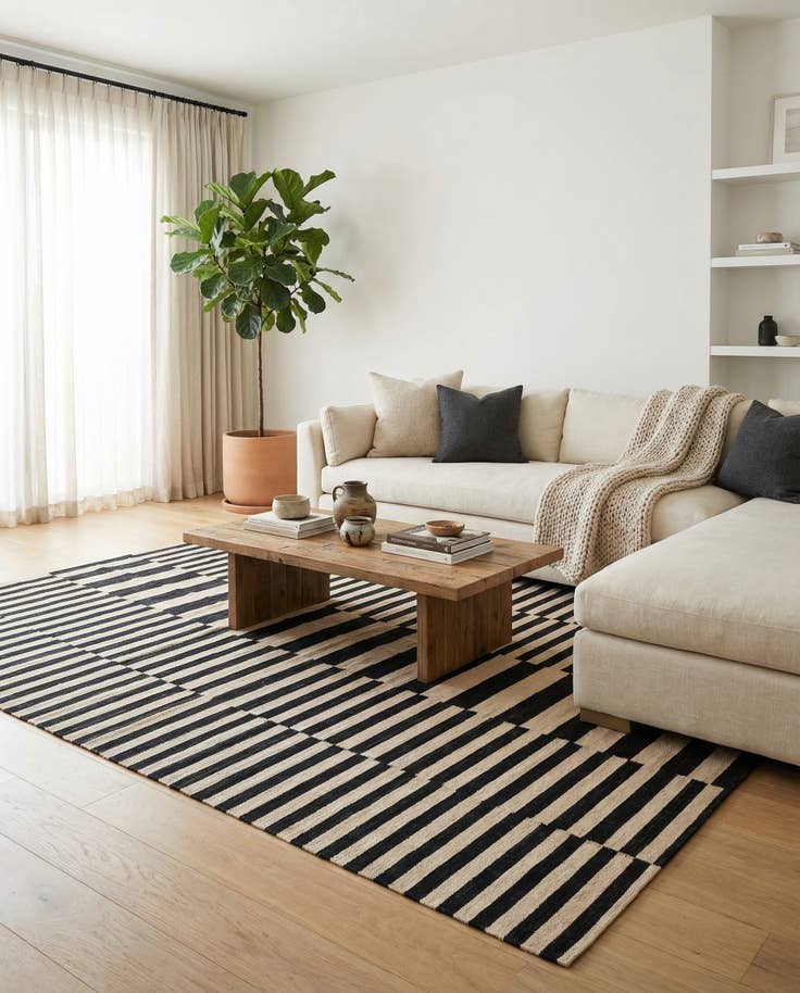 Detail image of 5' 11 x 7' 7 Hand Woven Kilim Modern Wool Rug