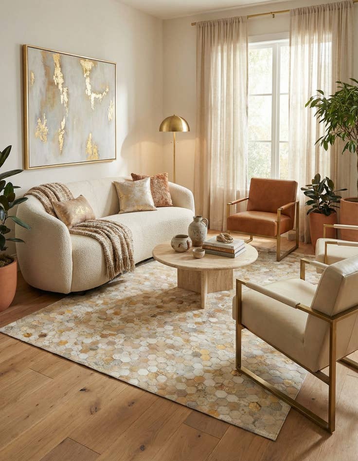 Detail image of 5' 1 x 8' Cowhide Leather Rug