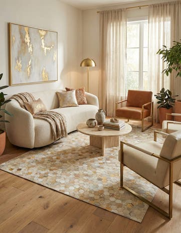 5' 1 x 8' Cowhide Leather Rug