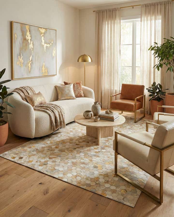 5' 1 x 8' Cowhide Leather Rug