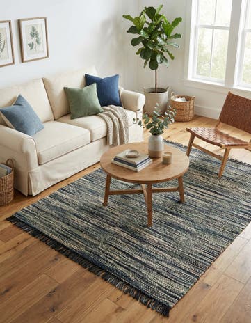 Green and Ivory Chunky Jute Square Rug
