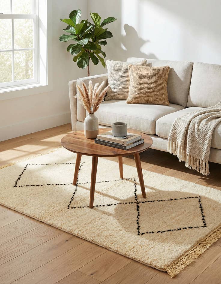 Detail image of 2' 9 x 4' 8  Hand Knotted Moroccan Wool Rug