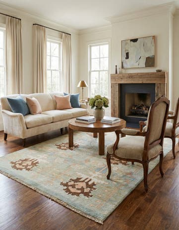 4' 4 x 7' Hand Knotted Oushak Wool Rug