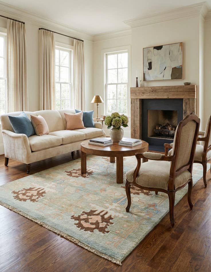 Detail image of 4' 4 x 7'  Hand Knotted Oushak Wool Rug