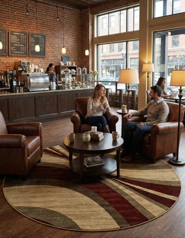 Beige Cafe Round Rug