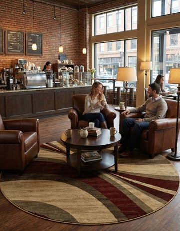 Beige Cafe Round Rug