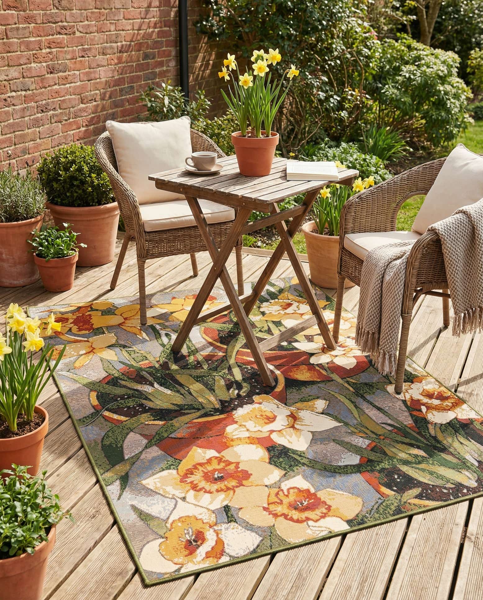 5' x 8' Easy-Clean Botanical Indoor / Outdoor Rug
