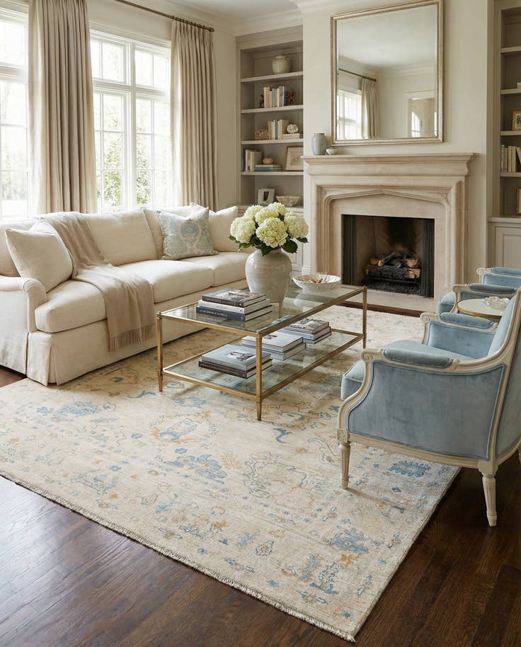 Detail image of 8' 9 x 11' 8 Hand Knotted Oushak Rug