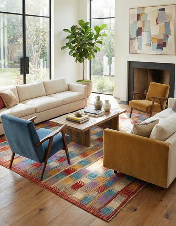 6' 8 x 9' 7 Hand Woven Kilim Modern Wool Rug