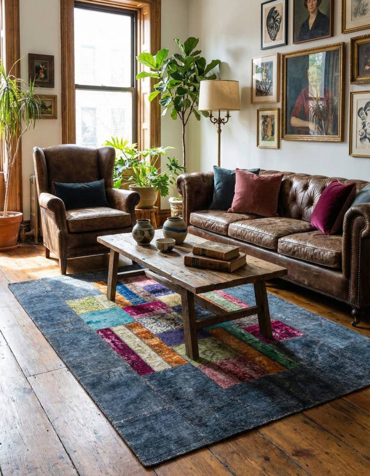 Detail image of 5' 9 x 8'  Hand Knotted Ultra Vintage Persian Wool Rug