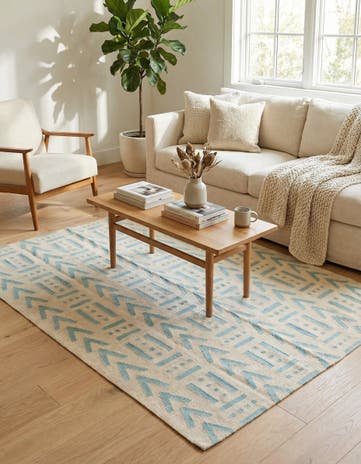 5' 3 x 6' 8 Hand Woven Kilim Modern Wool Rug