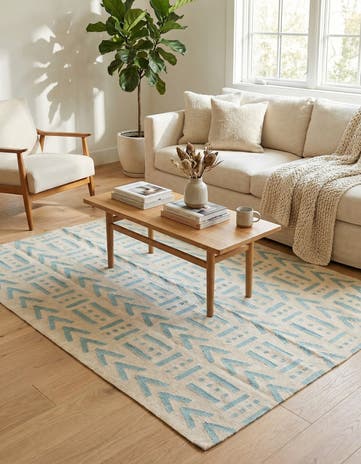 5' 3 x 6' 8 Hand Woven Kilim Modern Wool Rug