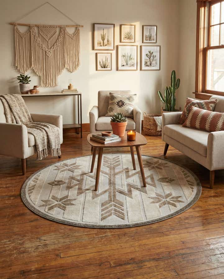 5' 3 x 5' 3 Easy-Clean Modern Indoor / Outdoor Round Rug