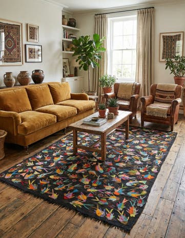 5' 4 x 8' Hand Woven Kilim Suzani Wool Rug