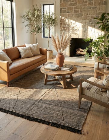 7' x 9' 9 Hand Knotted Moroccan Wool Rug