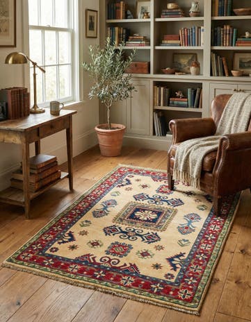 3' 5 x 5' Hand Knotted Kazak Rug