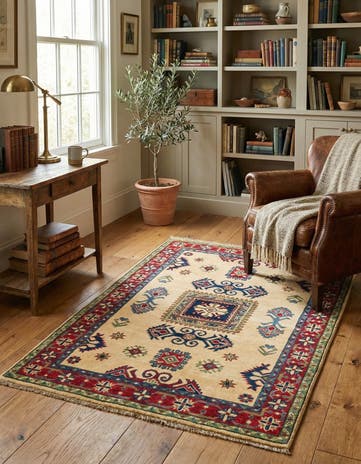 3' 5 x 5' Hand Knotted Kazak Rug