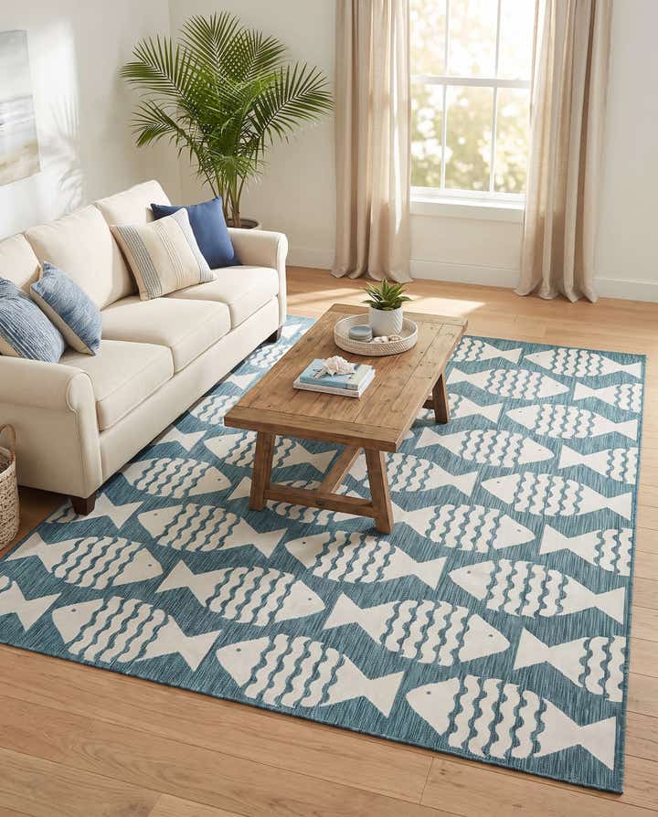 9' x 12' Easy-Clean Coastal Indoor / Outdoor Rug