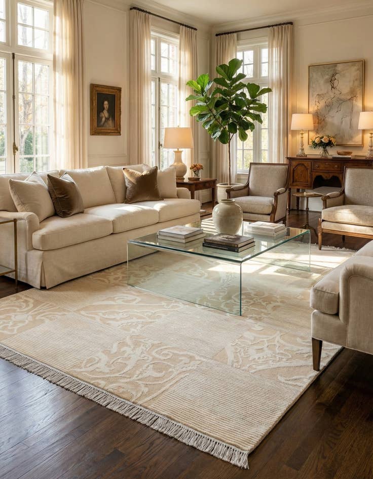 Detail image of  6' 9 x 10'  Hand Knotted Darya Wool Rug