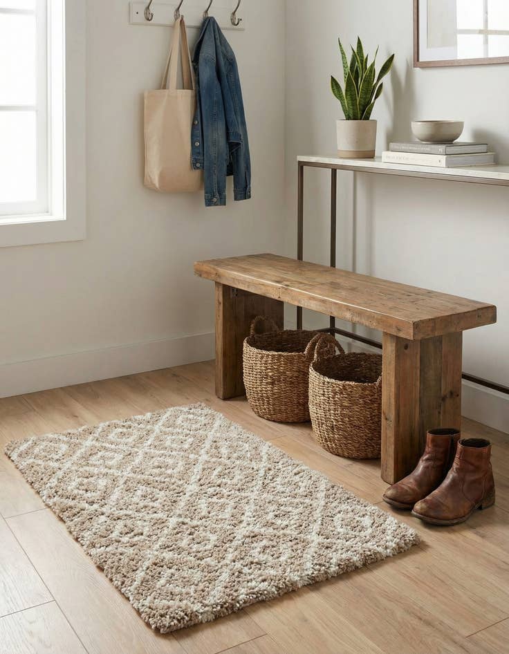 Detail image of  2' x 3' Lattice Shag Rug