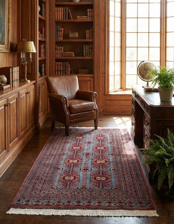 Detail image of 4' 2 x 6' 6 Hand Knotted Bokhara Oriental Wool Rug